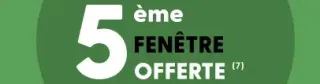 Bannière promotionnelle verte indiquant une offre spéciale pour une cinquième fenêtre gratuite.