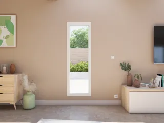 Fenêtre fixe PVC crème perle