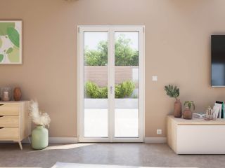 Porte Fenêtre PVC vue intérieur crème perle