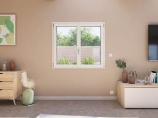 Fenêtre battante PVC vue intérieur Crème perle