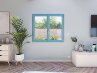 Fenêtre battante PVC vue intérieur bleu