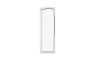 Une porte vitrée rectangulaire au design moderne avec un cadre blanc.