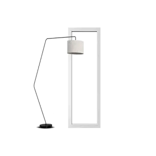 Lampe murale moderne avec un bras articulé noir et un abat-jour blanc.